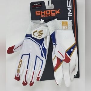 Shock Doctor SHOWTIME Receiver Gloves Stars & Stripes Red/White/Blue Youth Sz L